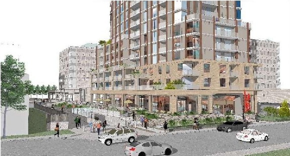 Rendering of building from page 4 of the file '2022-01-13 - Design Brief - D07-12-22-0004'