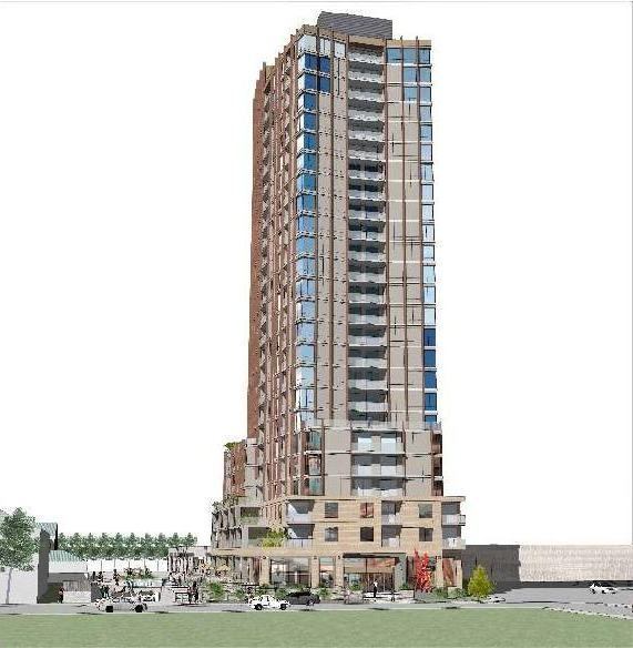 Rendering of building from page 9 of the file '2022-01-13 - Design Brief - D07-12-22-0004'