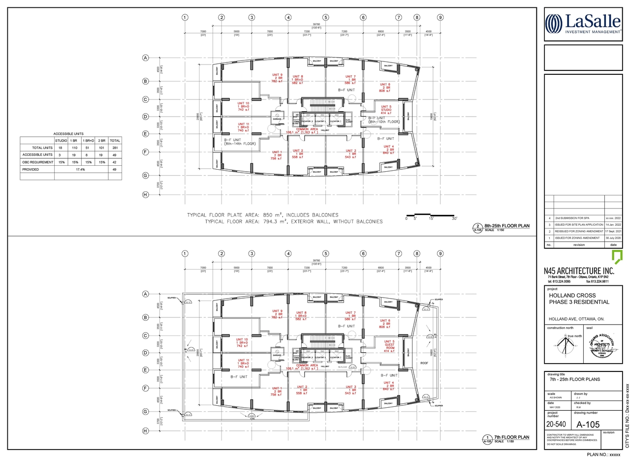 Floor plan for project from page 1 of the file '2022-11-28 - 7th-25th floor plans - D07-12-22-0004'