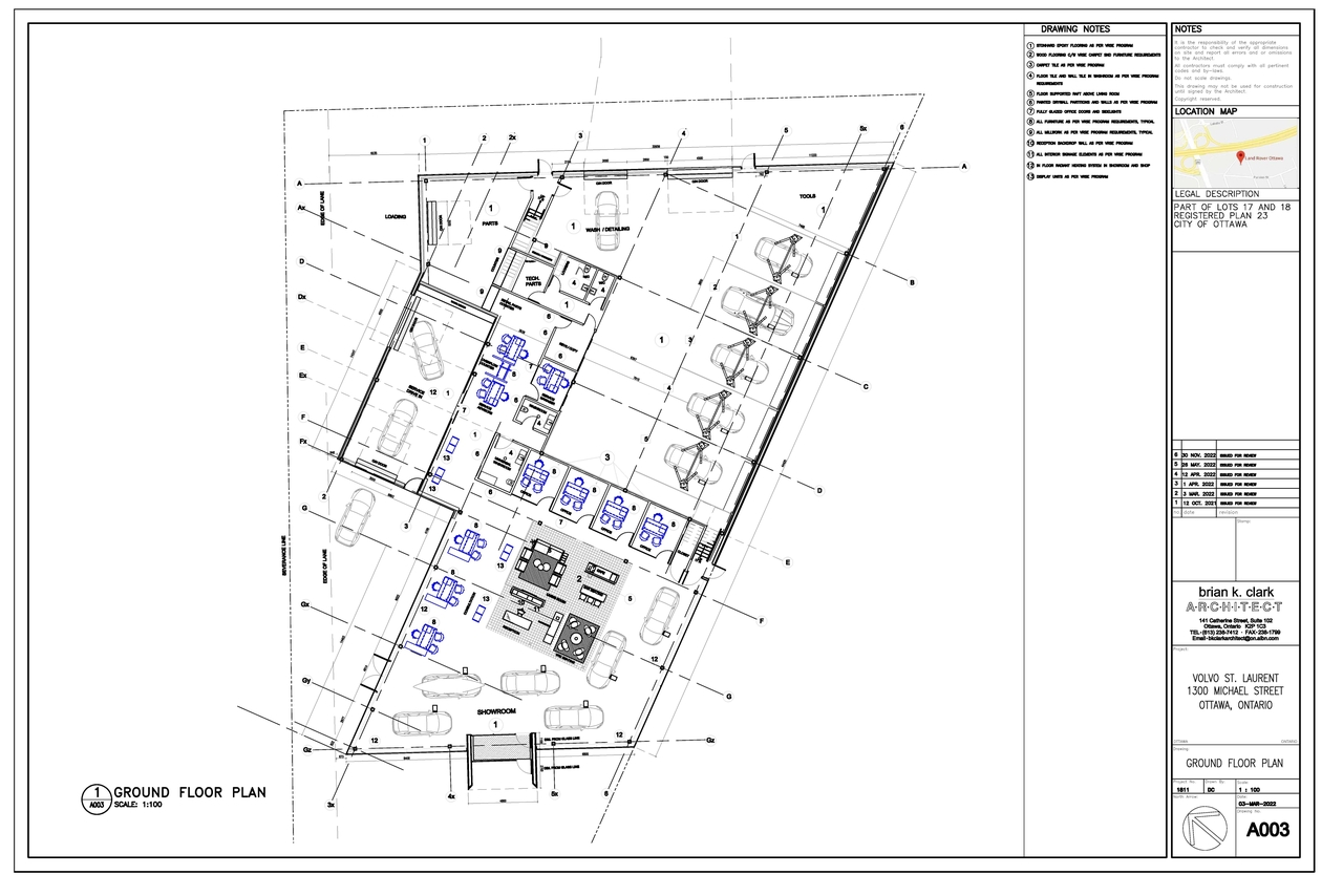 Construction site plan for project from page 1 of the file '2023-03-21 - Ground and Second Floor Plan - D07-12-22-0012'