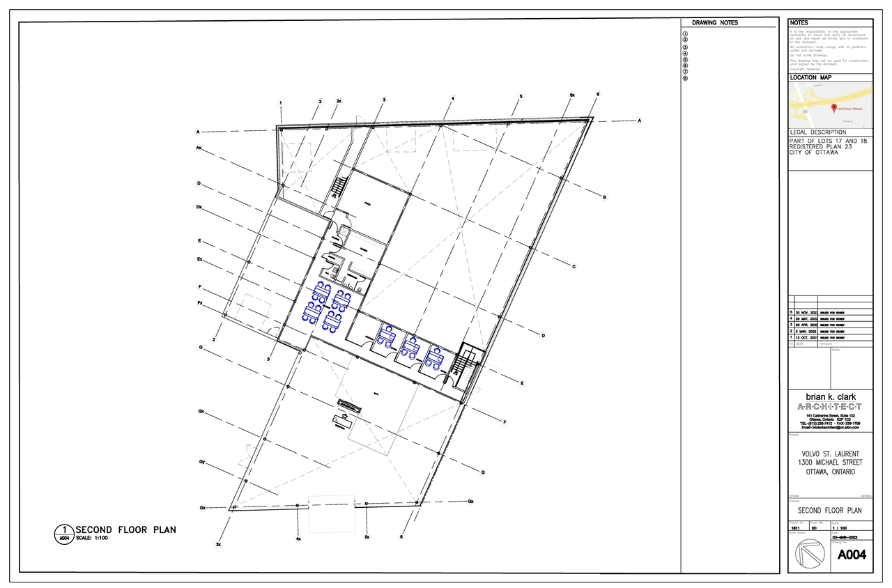 Construction site plan for project from page 2 of the file '2023-03-21 - Ground and Second Floor Plan - D07-12-22-0012'