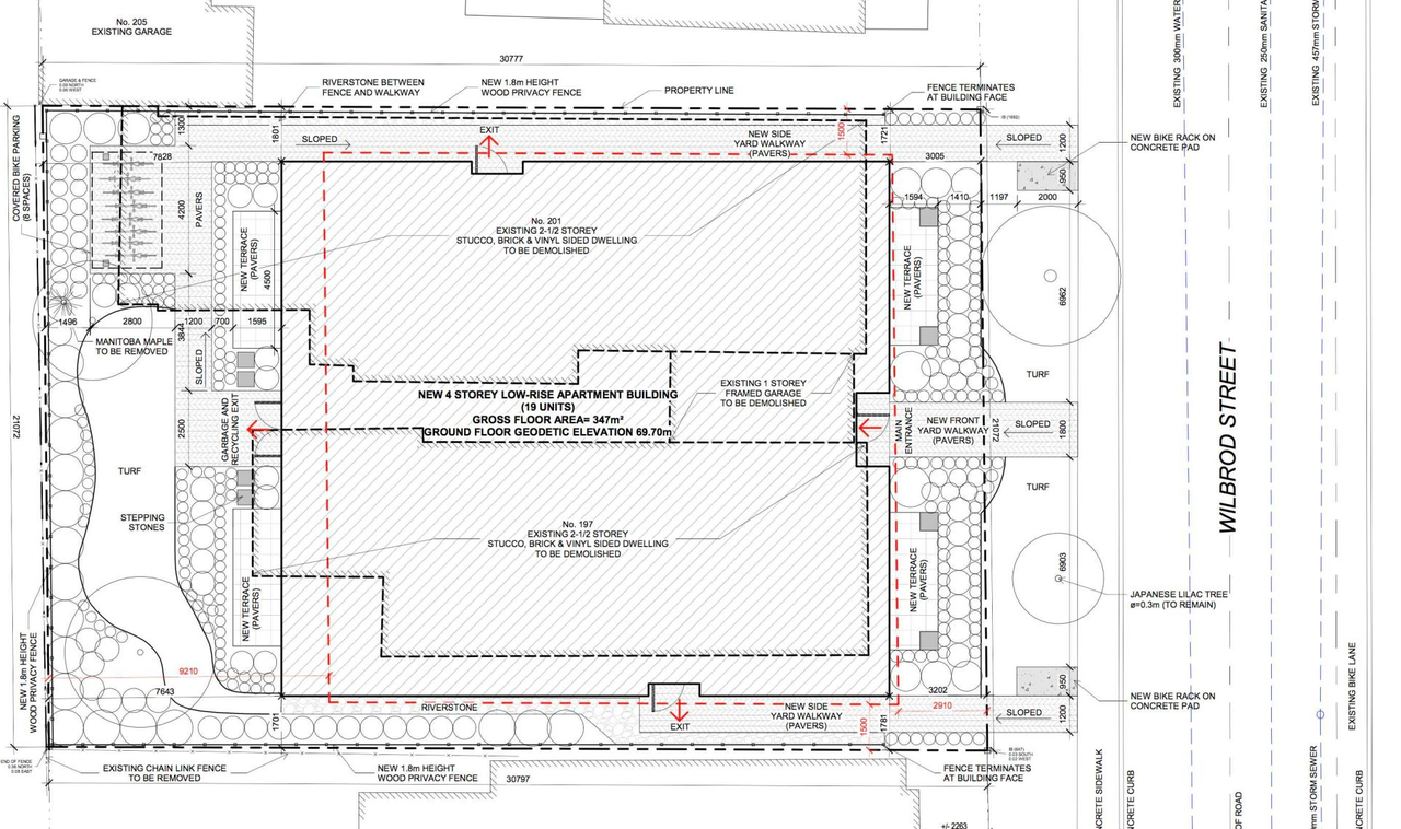 Construction site plan for project from page 44 of the file '2022-02-01 - Design Brief - D07-12-22-0016'