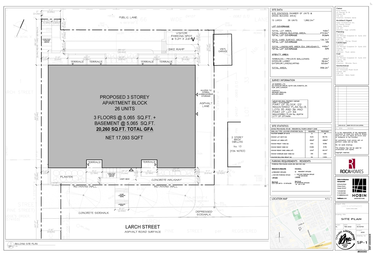Construction site plan for project from page 57 of the file '2022-02-22 - Planning Rationale & Design Brief - D07-12-22-0027'