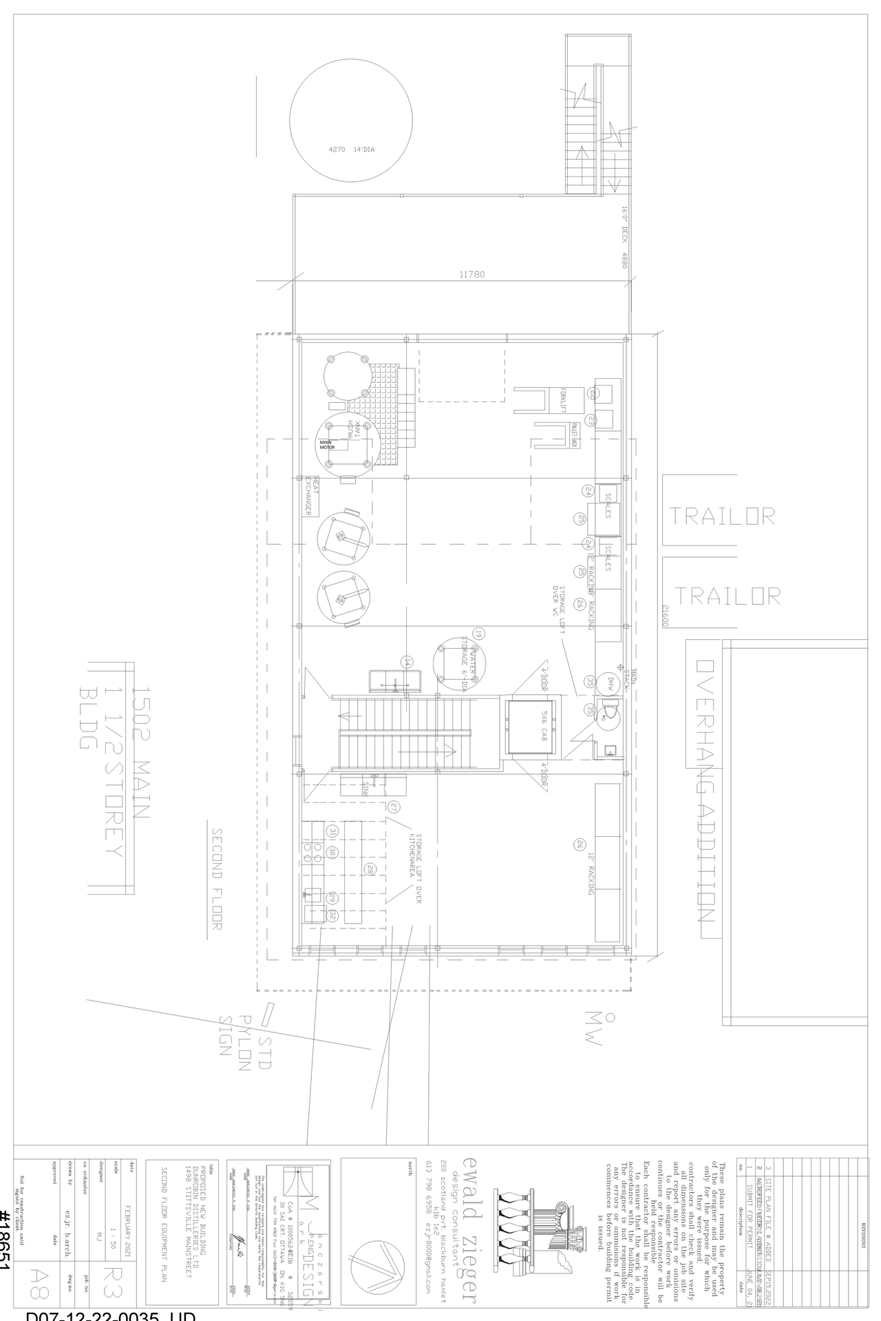 Construction site plan for project from page 1 of the file '2022-10-26 - Second Floor Plan - D07-12-22-0035'