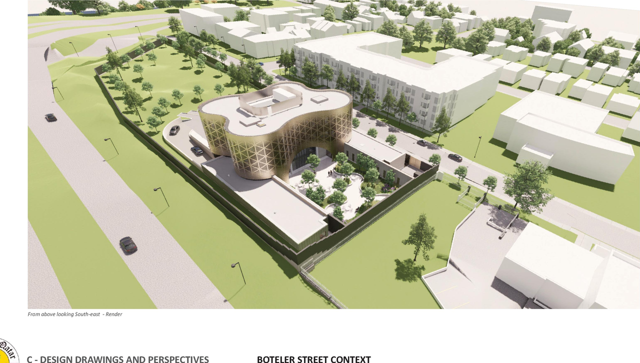 Rendering of building from page 18 of the file '2022-03-23 - UDRP Formal Review - D07-12-22-0041'