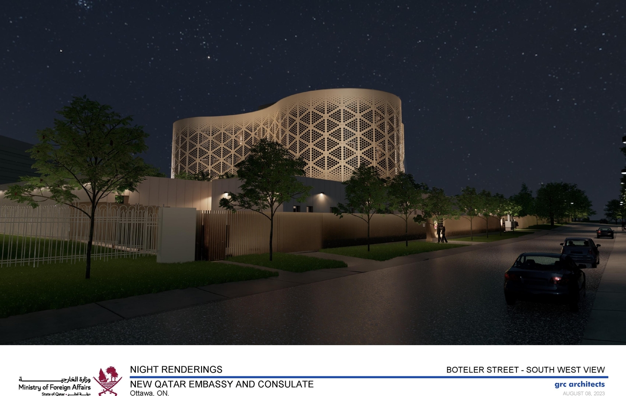 Rendering of building from page 3 of the file '2023-09-25 - Night Renderings - D07-12-22-0041'