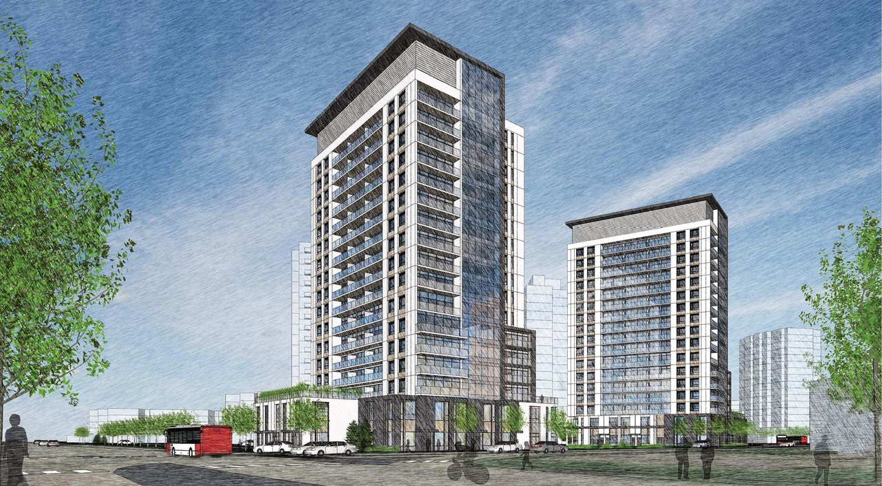 Rendering of building from page 4 of the file '2022-03-18 - Rendering Package - D07-12-22-0044'