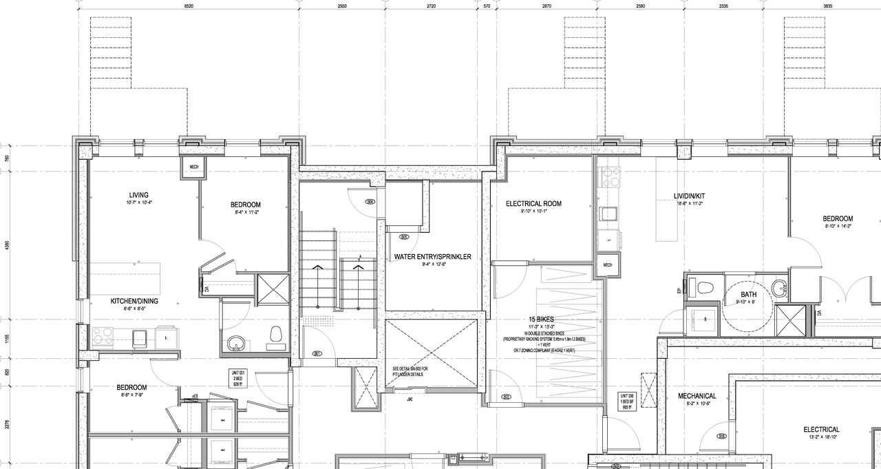 Construction site plan for project from page 1 of the file '2022-12-09 - Basement and Ground Floor Plans - D07-12-22-0049'