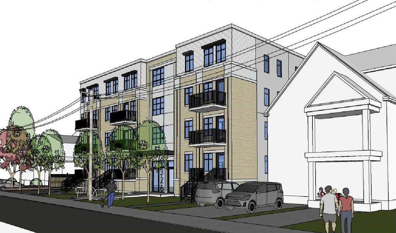 Rendering of building from page 40 of the file '2022-03-28 - Planning Rationale & Design Brief - D07-12-22-0049'