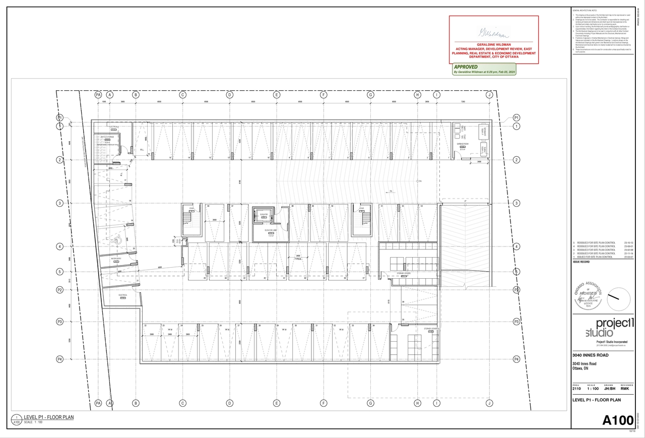 Floor plan for project from page 1 of the file '2024-02-07 - Approved Level P1-Floor Plan - D07-12-22-0050'