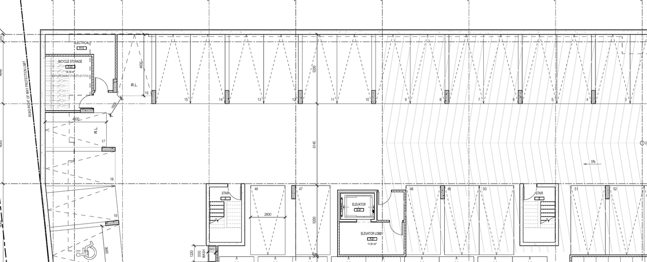 Floor plan for project from page 1 of the file '2024-02-07 - Approved Level P1-Floor Plan - D07-12-22-0050'