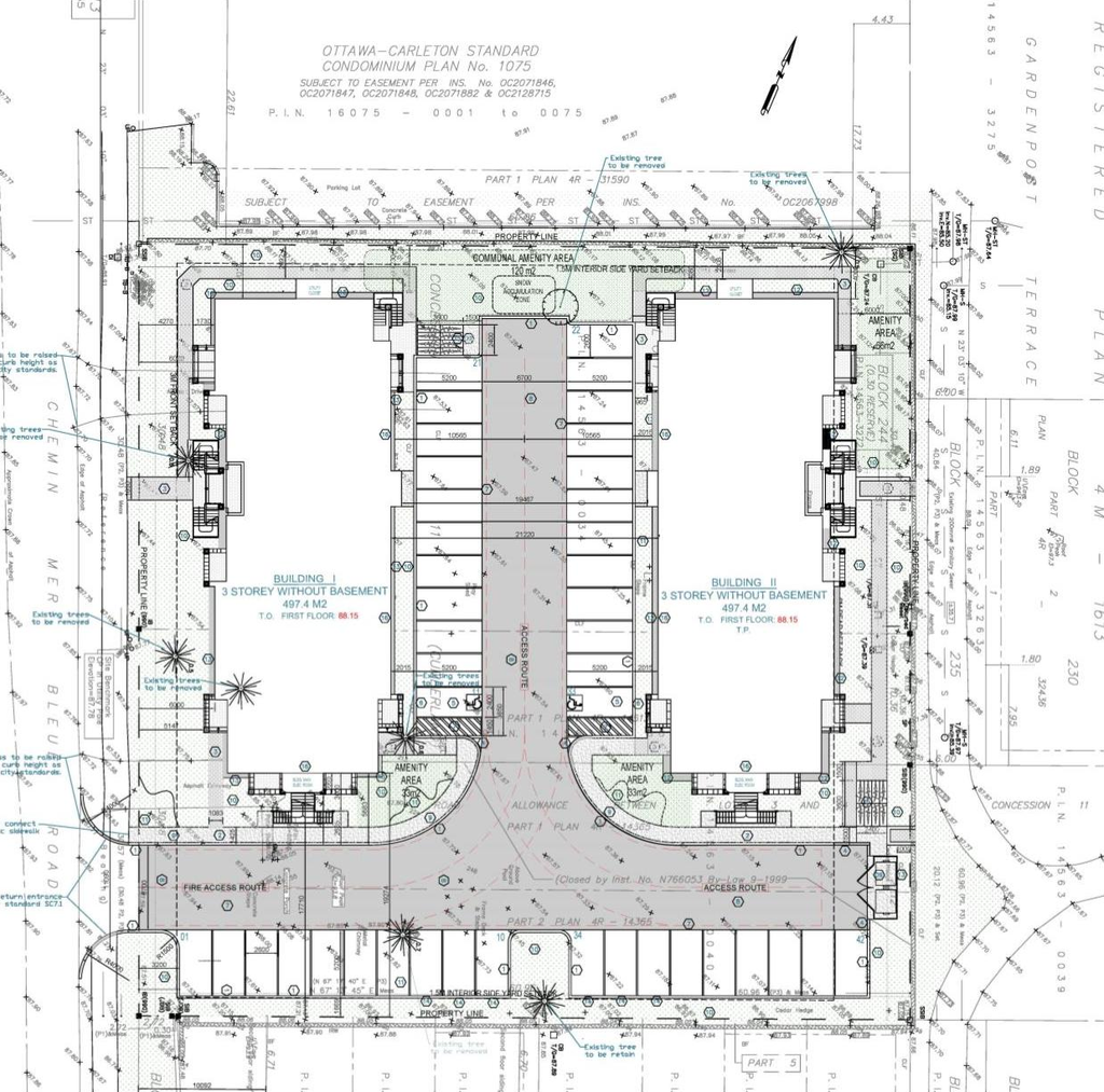 Construction site plan for project from page 5 of the file '2022-04-05 - Planning Rationale & Design Brief - D07-12-22-0056'