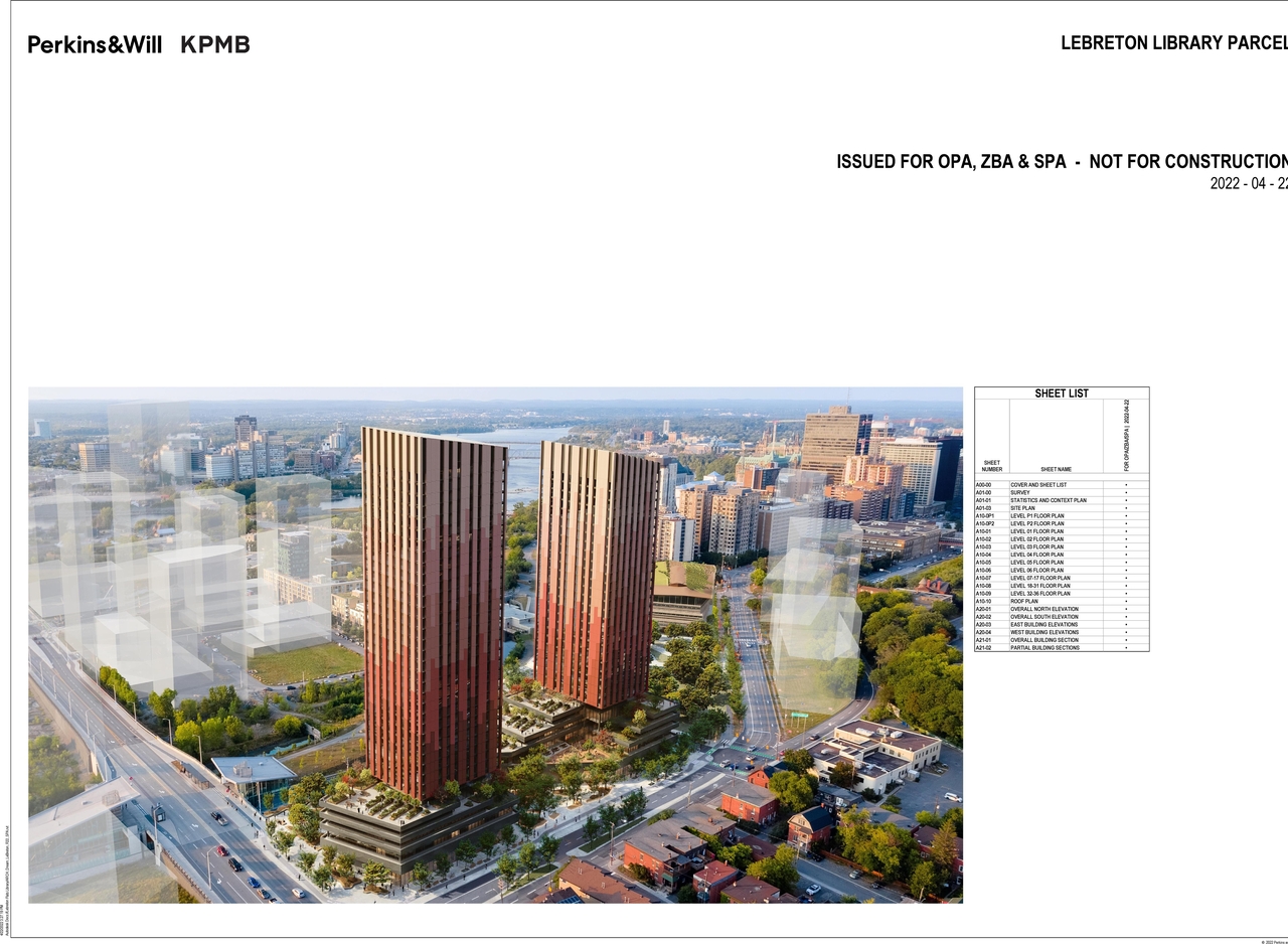 Rendering of building from page 1 of the file '2022-04-26 - Site Plan, Floor Plans, Elevations - D07-12-22-0069'