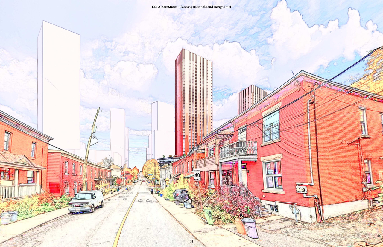 Rendering of building from page 51 of the file '2022-04-26 - Planning Rationale and Design Brief - D07-12-22-0069'