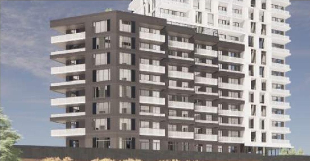 Rendering of building from page 52 of the file '2022-04-27 - Architectural Design Brief - D07-12-22-0071'