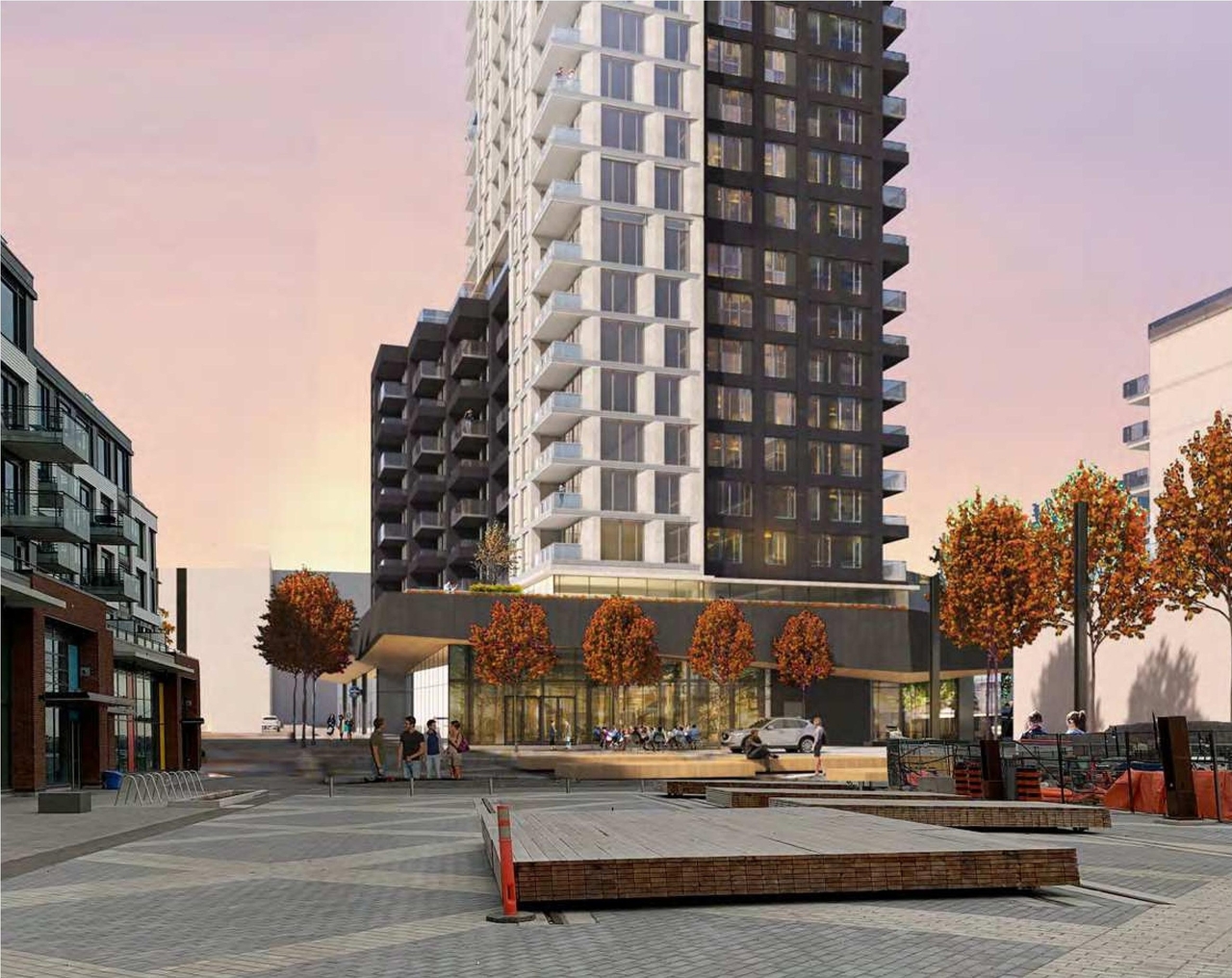 Rendering of building from page 18 of the file '2022-06-03 - Urban Design Review Panel Presentation - D07-12-22-0071'