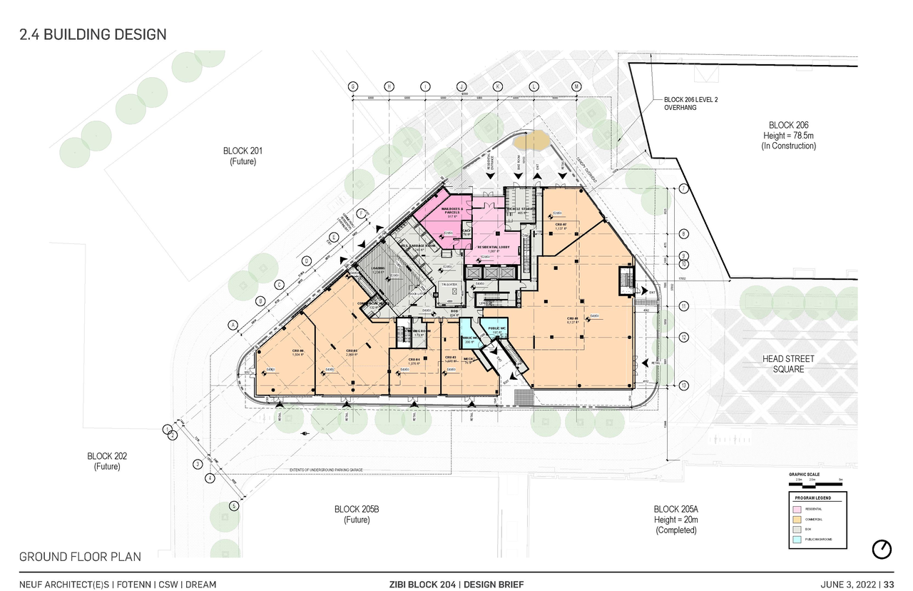 Floor plan for project from page 33 of the file '2022-06-03 - Urban Design Review Panel Presentation - D07-12-22-0071'