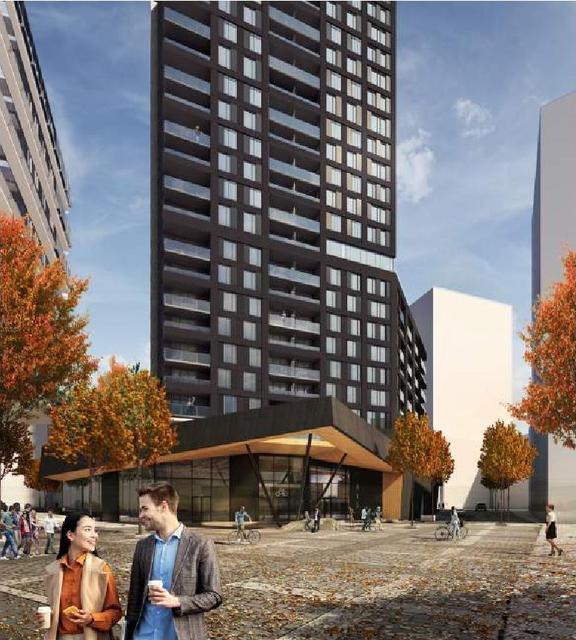 Rendering of building from page 14 of the file '2022-10-03 - Design Brief - D07-12-22-0071'
