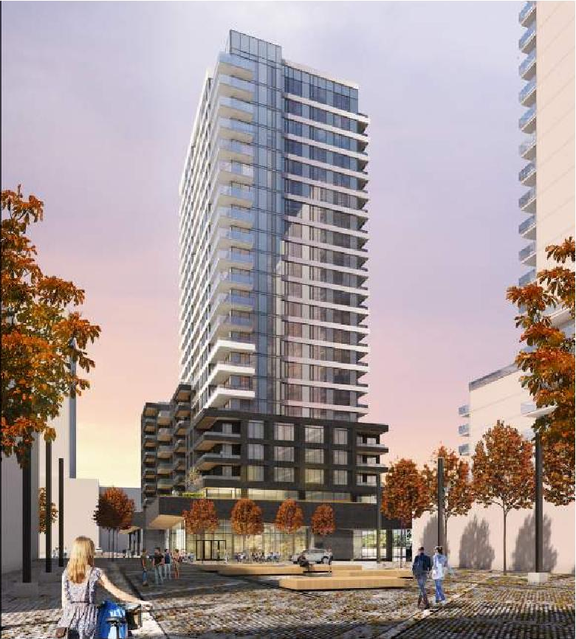 Rendering of building from page 14 of the file '2022-10-03 - Design Brief - D07-12-22-0071'