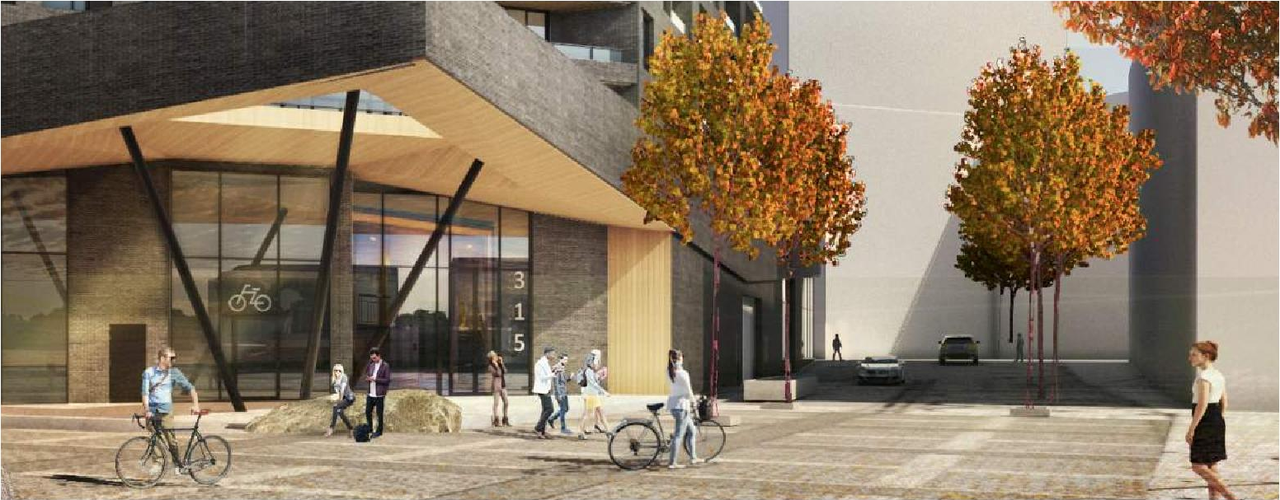 Rendering of building from page 48 of the file '2022-10-03 - Design Brief - D07-12-22-0071'