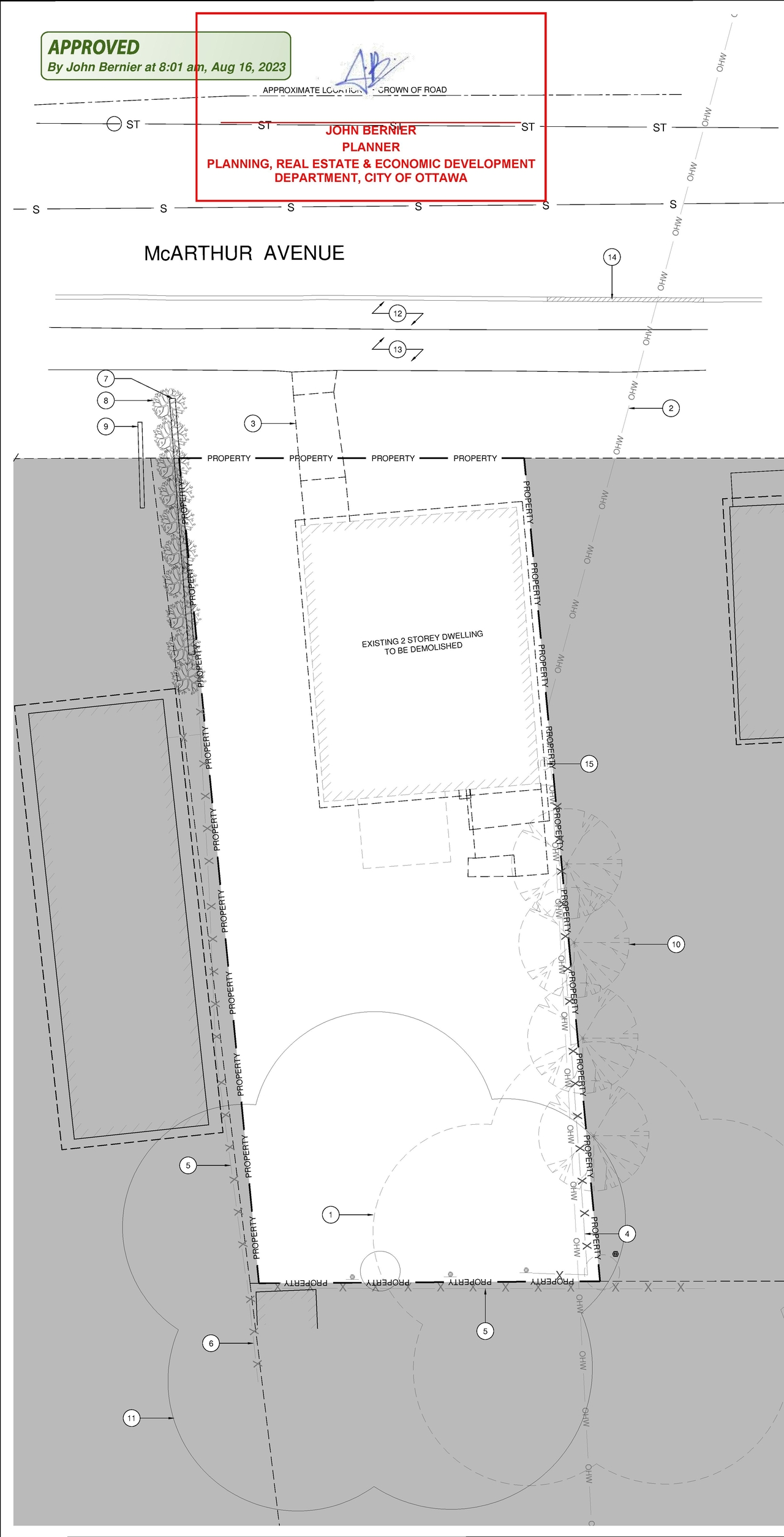 Construction site plan for project from page 1 of the file '2023-09-06 - Approved Revised Floor Plans - D07-12-22-0072'