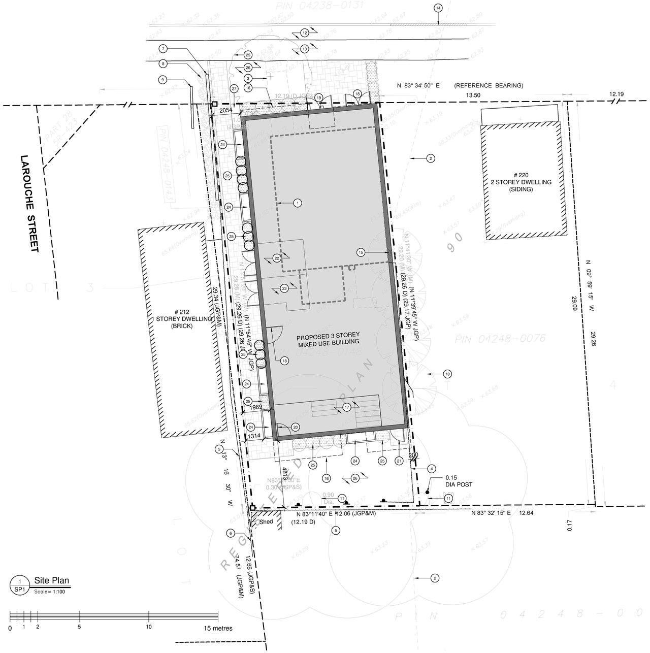 Construction site plan for project from page 1 of the file '2022-05-02 - Site Plans Floor Plans & Elevations - D07-12-22-0072'