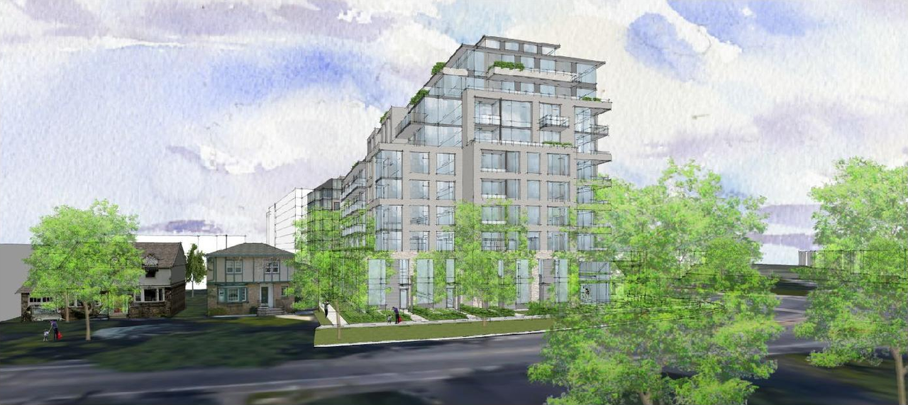Rendering of building from page 7 of the file '2022-05-16 - Planning Rationale & Design Brief - D07-12-22-0082'