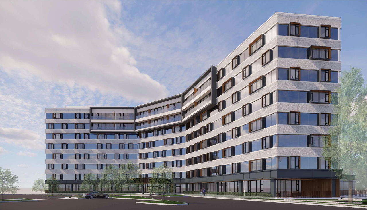 Rendering of building from page 18 of the file '2022-05-24 - UDRP Design Presentation - D07-12-22-0084'