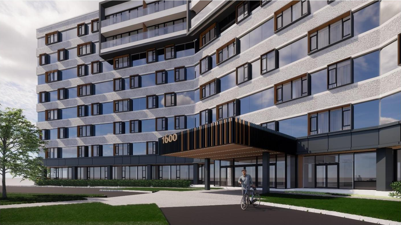Rendering of building from page 16 of the file '2022-05-24 - Planning Rationale and Design Brief - D07-12-22-0084'