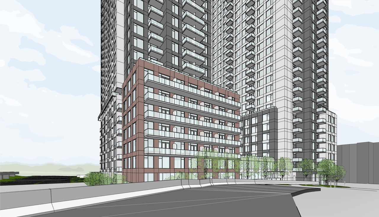 Rendering of building from page 17 of the file '2023-05-09 - Floor, Elevations, materials, perspectives Plans - D07-12-22-0089'