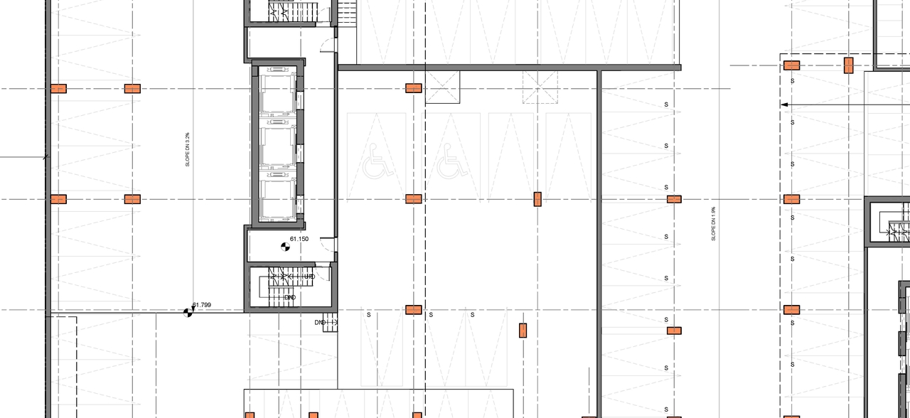 Construction site plan for project from page 2 of the file '2023-05-09 - Floor, Elevations, materials, perspectives Plans - D07-12-22-0089'