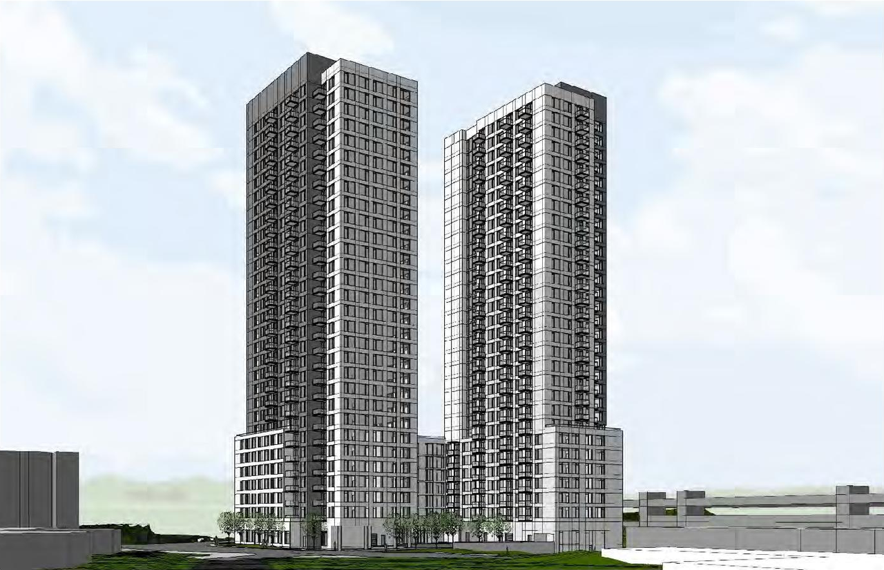 Rendering of building from page 12 of the file '2022-06-21 - Planning Rationale & Design Brief - D07-12-22-0089'