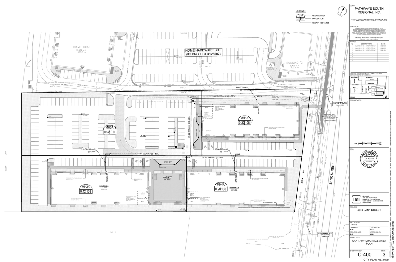 Construction site plan for project from page 64 of the file '2022-11-03 - Design Brief - D07-12-22-0097'
