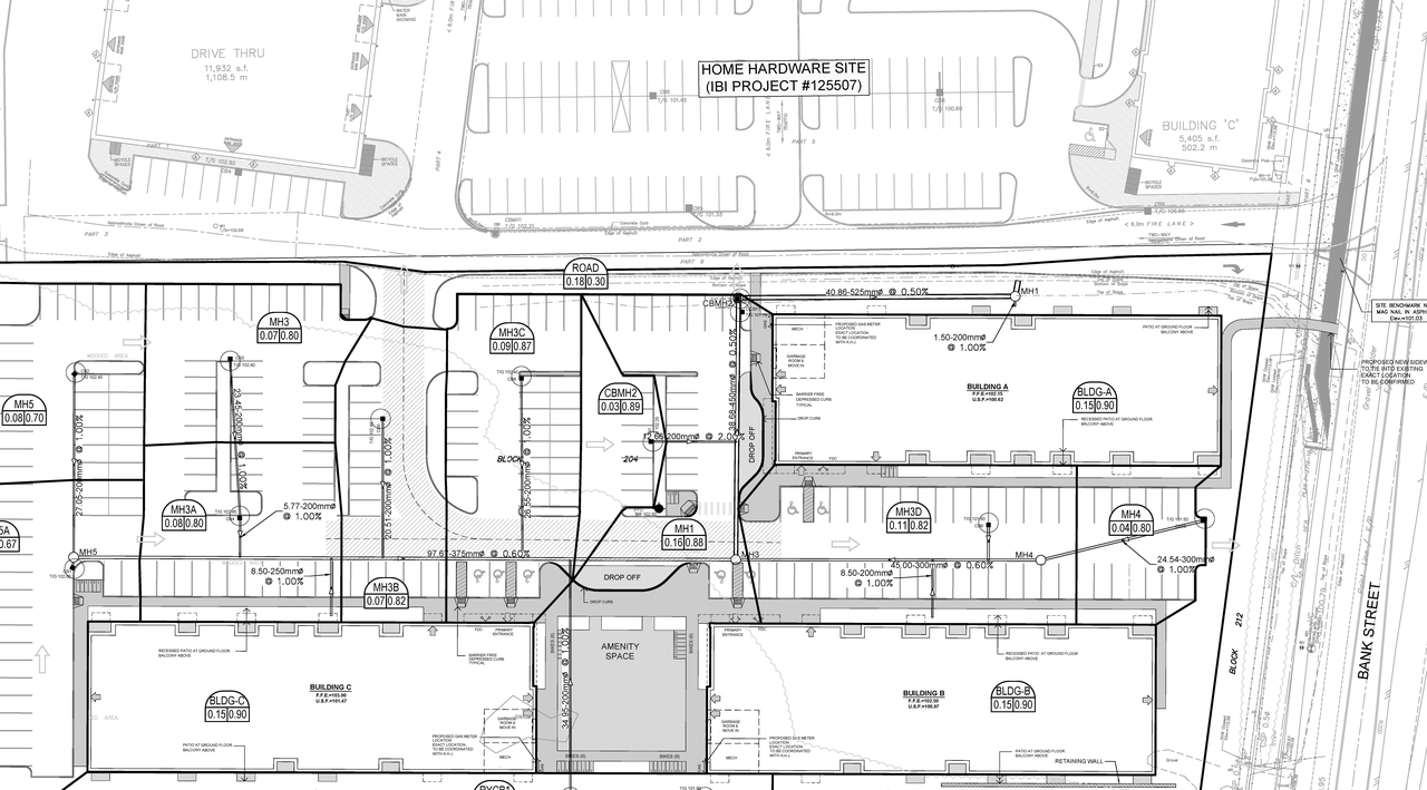 Construction site plan for project from page 69 of the file '2022-09-19 - Design Brief - D07-12-22-0097'