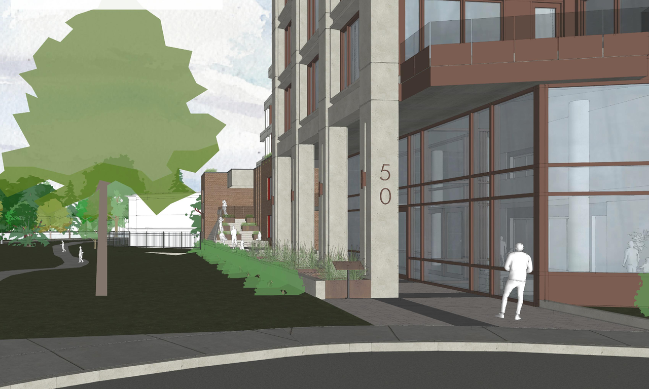 Rendering of building from page 8 of the file '2023-01-20 - Design Views - D07-12-22-0100'