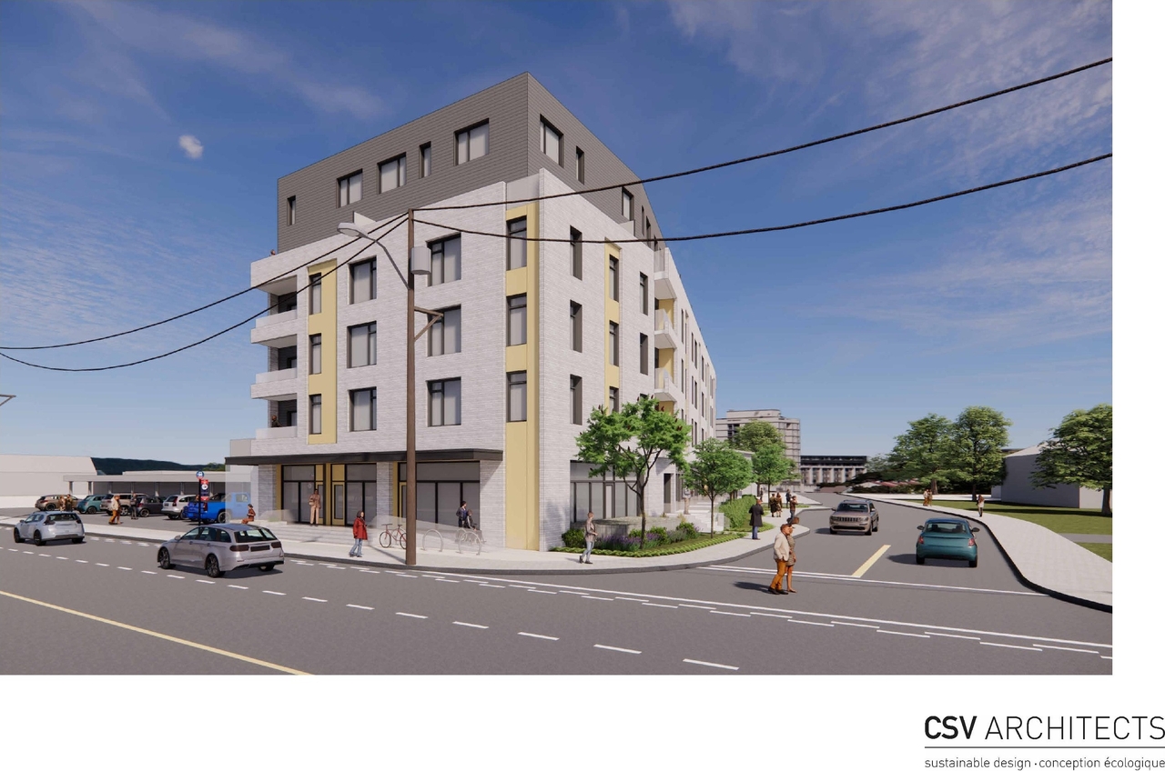 Rendering of building from page 1 of the file '2023-11-14 - Perspective Views - D07-12-22-0102'