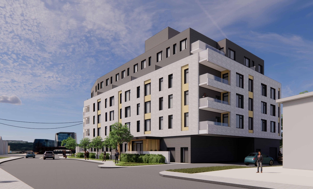 Rendering of building from page 2 of the file '2023-11-14 - Perspective Views - D07-12-22-0102'