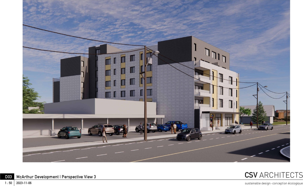 Rendering of building from page 3 of the file '2023-11-14 - Perspective Views - D07-12-22-0102'