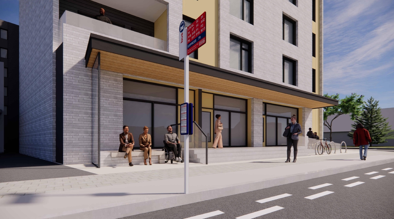 Rendering of building from page 4 of the file '2023-11-14 - Perspective Views - D07-12-22-0102'