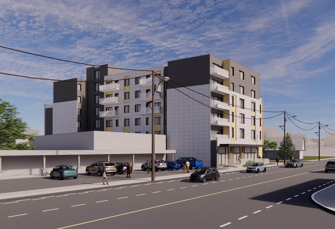 Rendering of building from page 3 of the file '2022-12-20 - Perspective Views - D07-12-22-0102'