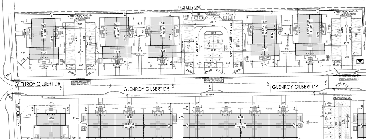 Construction site plan for project from page 40 of the file '2024-04-11 - Design Brief - D07-12-22-0104'