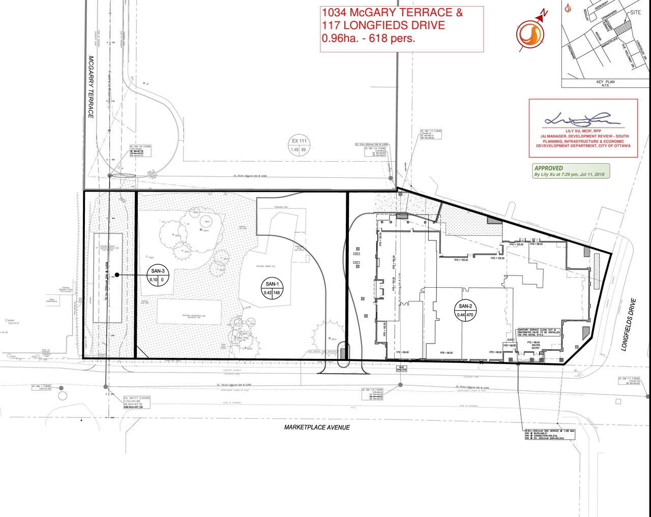 Construction site plan for project from page 61 of the file '2024-04-11 - Design Brief - D07-12-22-0104'