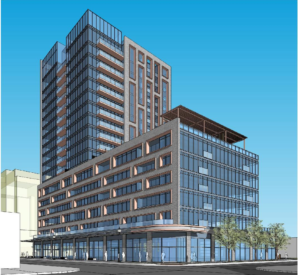 Rendering of building from page 10 of the file '2022-12-14 - Design Brief - D07-12-22-0105'