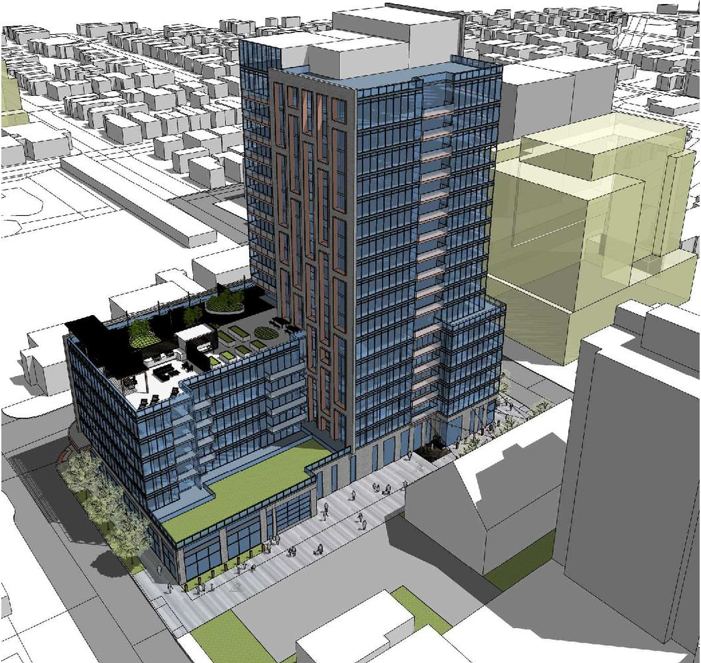 Rendering of building from page 11 of the file '2022-12-14 - Design Brief - D07-12-22-0105'