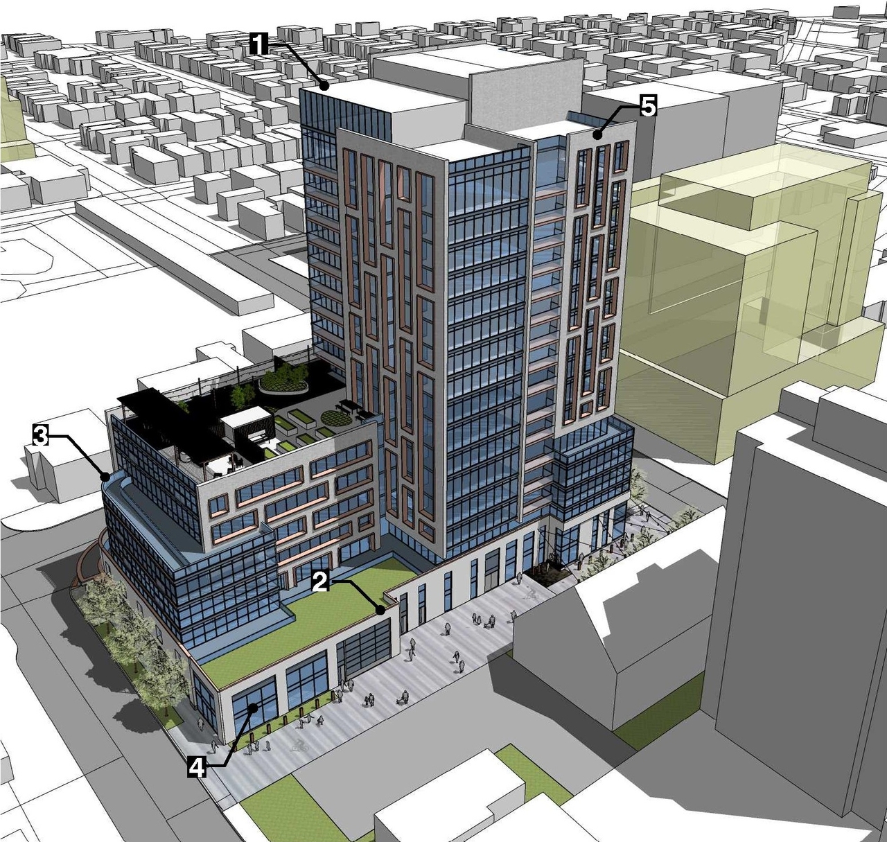 Rendering of building from page 11 of the file '2022-12-14 - Design Brief - D07-12-22-0105'