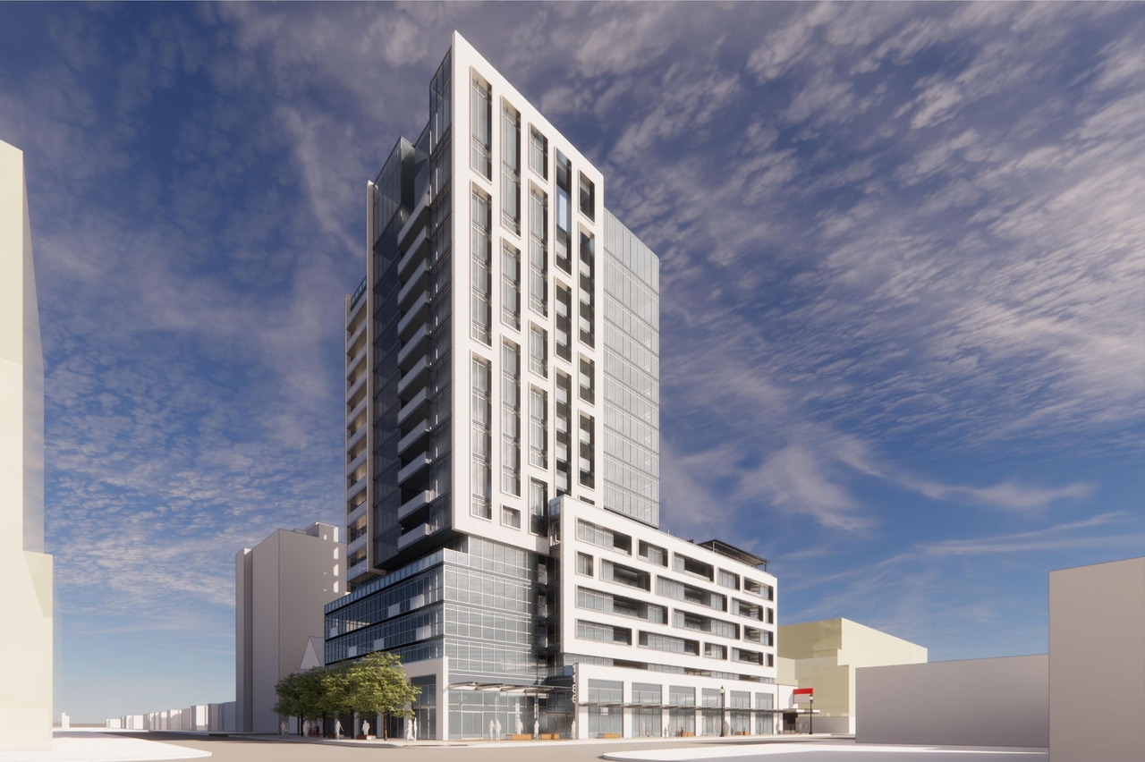 Rendering of building from page 18 of the file '2022-12-14 - Design Brief - D07-12-22-0105'