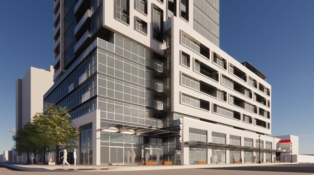 Rendering of building from page 19 of the file '2022-12-14 - Design Brief - D07-12-22-0105'