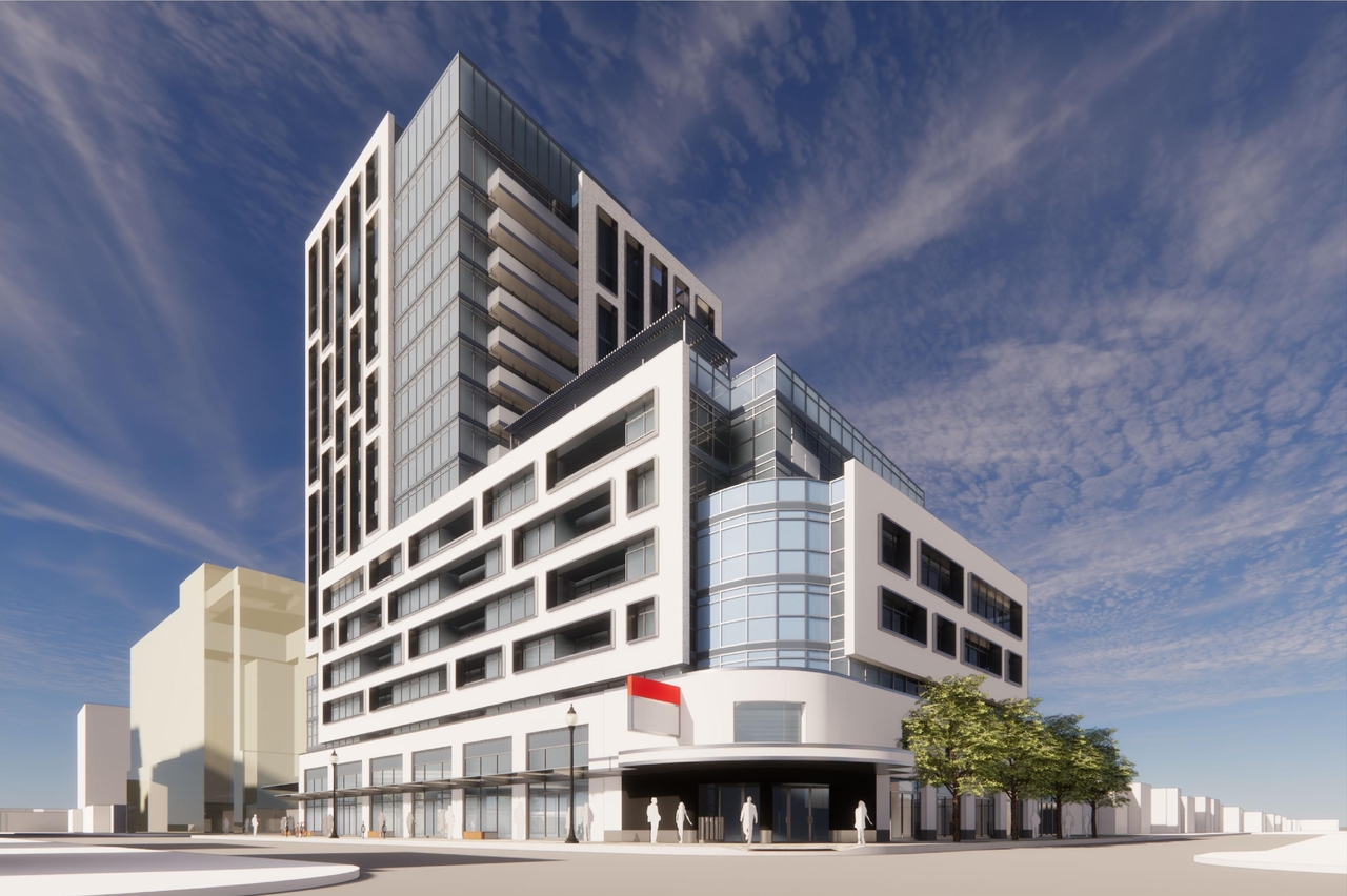 Rendering of building from page 20 of the file '2022-12-14 - Design Brief - D07-12-22-0105'