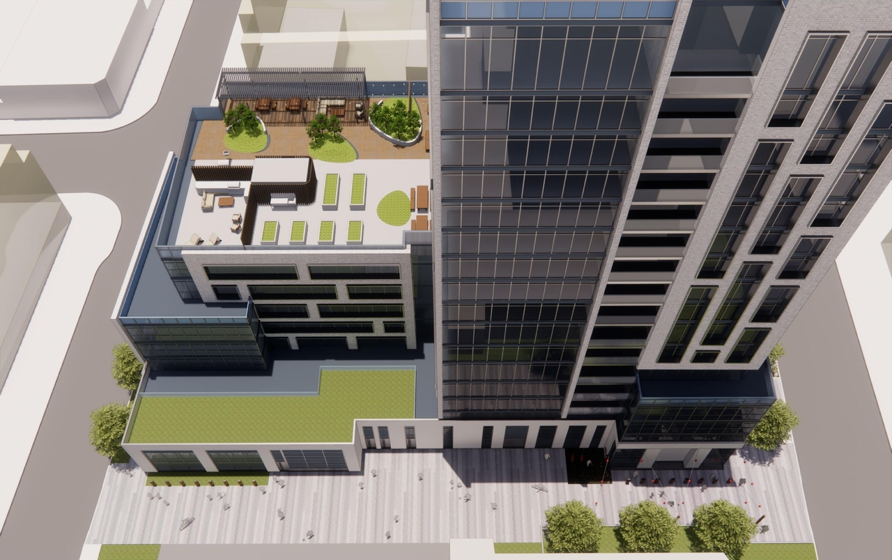 Rendering of building from page 23 of the file '2022-12-14 - Design Brief - D07-12-22-0105'