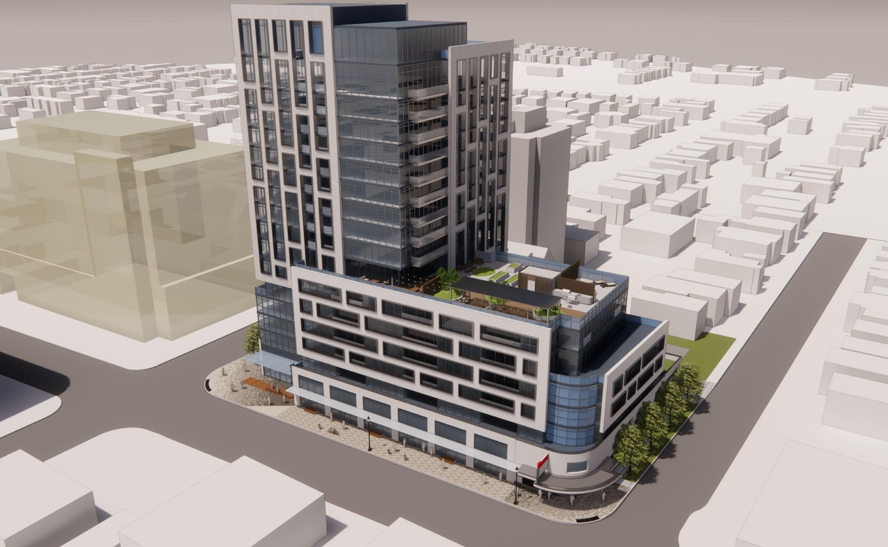 Rendering of building from page 24 of the file '2022-12-14 - Design Brief - D07-12-22-0105'